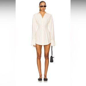 Button up mini dress in cream